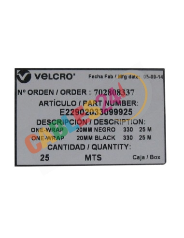 Rollo de Velcro Negro One-Wrap 25m Ancho:20mm