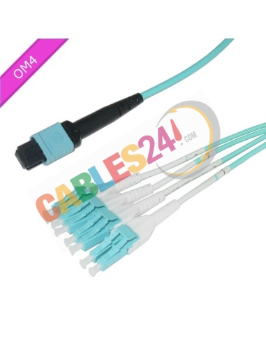 Fiber Optic MPO Patchcord OM4 50/125 LSZH 12 Fibers MPO (Female) to 4xLC Duplex (1-4/9-12) 3m