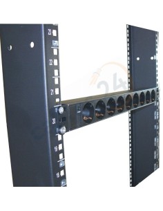 Power Strip Rack 19" 9x socket female no switch. With cable 2m Cetac 3p 16A male end. 2