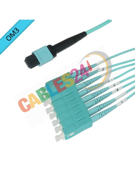 Fiber Optic MPO Patchcord OM3 50/125 LSZH MPO (Female) to 4 x SC Duplex (1-4/9-12)