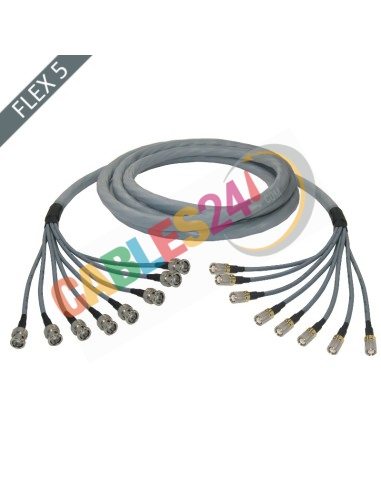 Manguera cable multi-coaxial 75 Ohmios 8 x Flex 5 Siemens DIN 1.6/5.6 Macho a BNC Macho