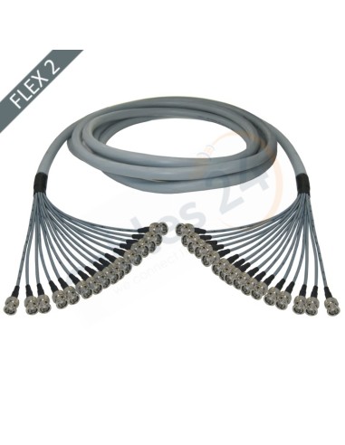 Hose multi-coaxial wire 75 Ohms 16 x Flex 2 BNC Male to BNC Male