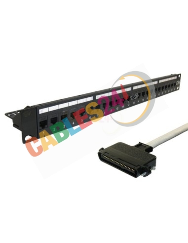 Telco RJ21 180º Cable to RJ45 Patch Panel 19" 1U 24 ports RJ-45 signs 4 y 5