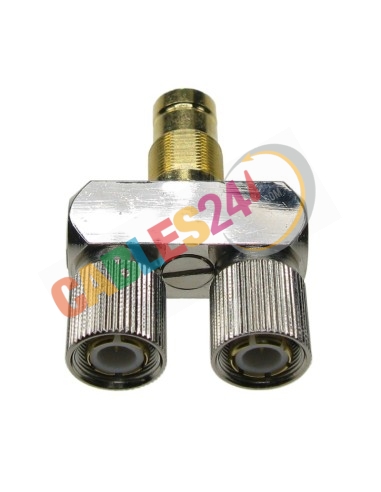 Coaxial Adapter Y link DIN1.6/5.6 2xmale 1xfemale 75 Ohm