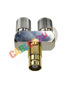 Adaptador coaxial puente con toma de prueba "T" DIN1.6/5.6 2xmacho 1xhembra 75 Ohm 2