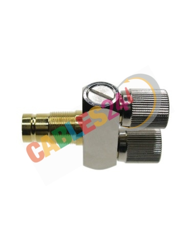 Coaxial Adapter Y link DIN1.6/5.6 2xmale 1xfemale 75 Ohm