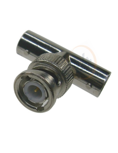 Adaptador coaxial en 'T' BNC macho BNC 2xhembra 50 Ohm.