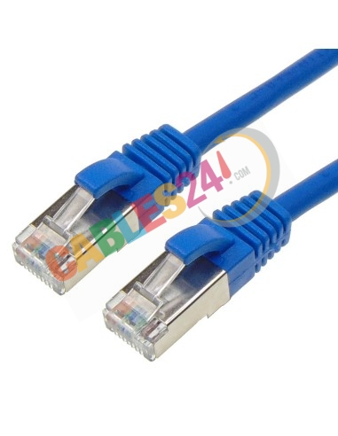 Shielded Cat 6a LSZH/LSOH patch cord ethernet blue and several measures.