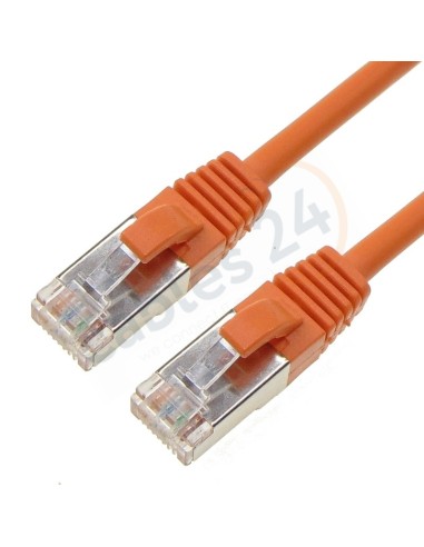 Shielded Cat 6a LSZH/LSOH patch cord ethernet orange and several measures.