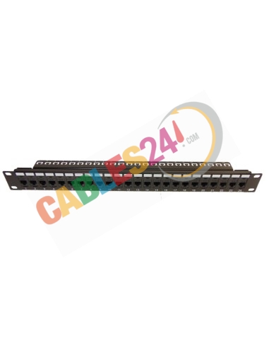 Panel CAT5e 24 tomas RJ45 hembra - hembra con guia de cables