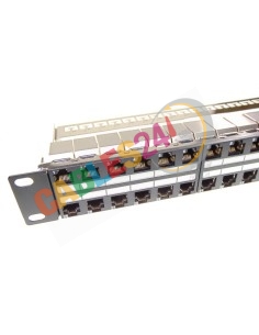 Panel CAT6a apantallado 48 tomas RJ45 hembra - hembra con guia de cables