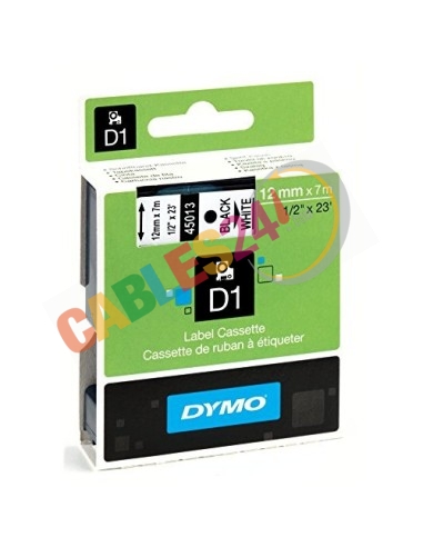 Dymo S0720530 D1 45013 Tape 12mm x 7m Black on White