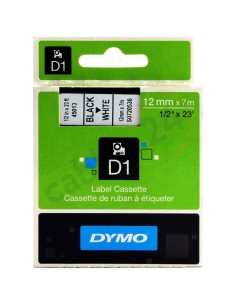 Dymo S0720530 D1 45013 Tape 12mm x 7m Black on White 2