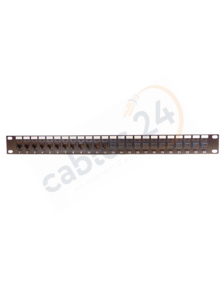 19'' Hybrid Panel 24 Feed-Through, ports RJ45 CAT6 and fiber optic