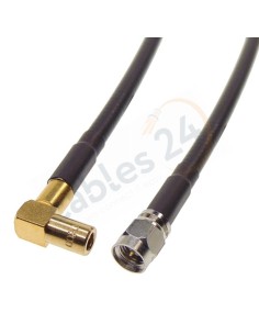 Cable RG223 SMA macho recto a SMB macho acodado