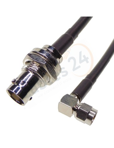 Cable RG223 SMA macho acodado a BNC Hembra panel