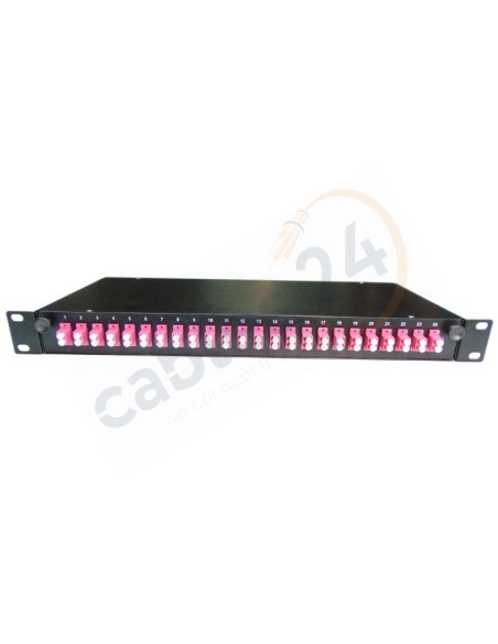 Fiber Optic Splice Tray 19'' 1U 24 x LC OM4 multimode duplex