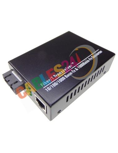 Conversor de medio Ethernet 10/100/1000M a Fibra monomodo SC 20Km