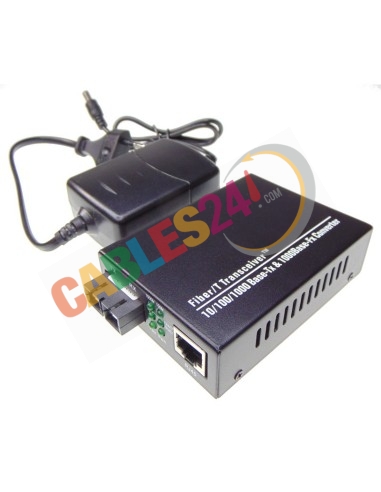 Conversor de medio Ethernet 10/100/1000M a Fibra monomodo SC 20Km