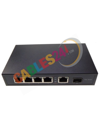 Switch POE+ 4 Puertos con puertos con puerto uplink SFP y RJ45