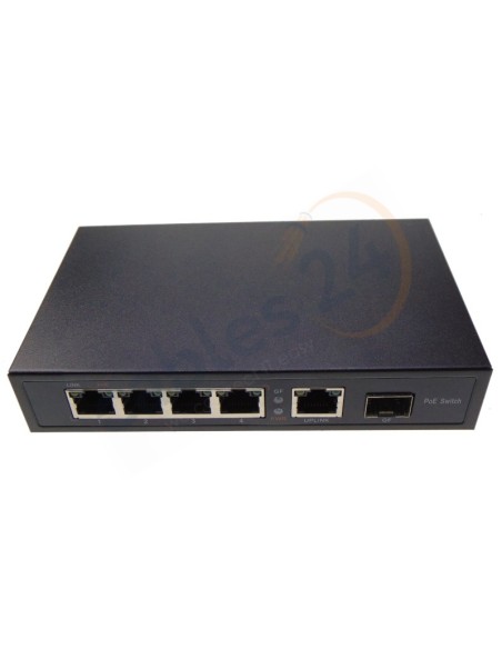 Switch POE+ 4 Puertos con puertos con puerto uplink SFP y RJ45