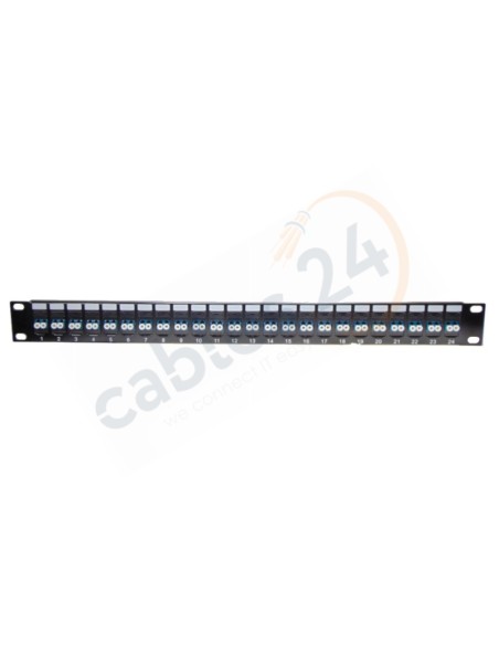 19'' Panel 24 Feed-Through fiber optic adpaters with support bar