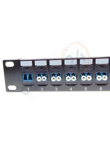 Panel 19 pulgadas 24 adaptadores fibra óptica con guía de cables