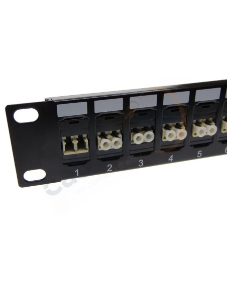 19'' Panel 24 Feed-Through fiber optic adpaters with support bar