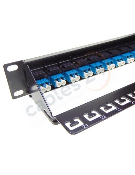 Panel 19 pulgadas 24 adaptadores fibra óptica con guía de cables
