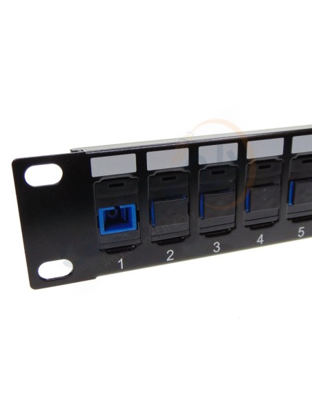 Panel 19 pulgadas 24 adaptadores fibra óptica con guía de cables