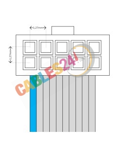 Cable IDC cinta plana 10 pines (2x5) 2.54 mm, 20 Ctms 2
