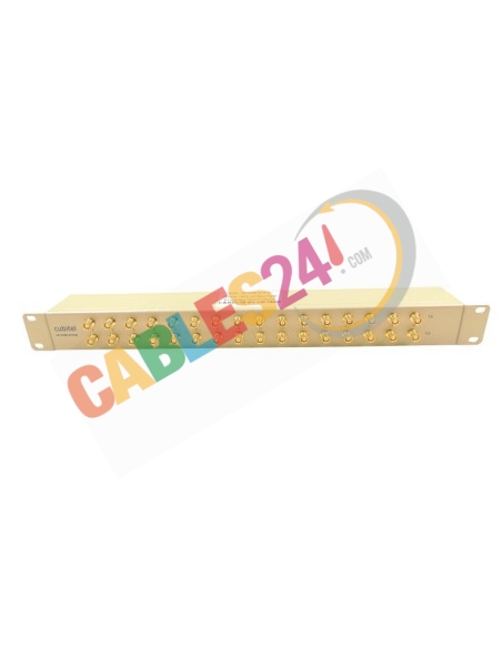 Panel 19" 1RU 16xBalun 75-120 ohm RJ-45 hembra Dual DIN 1.6/5.6 hembra