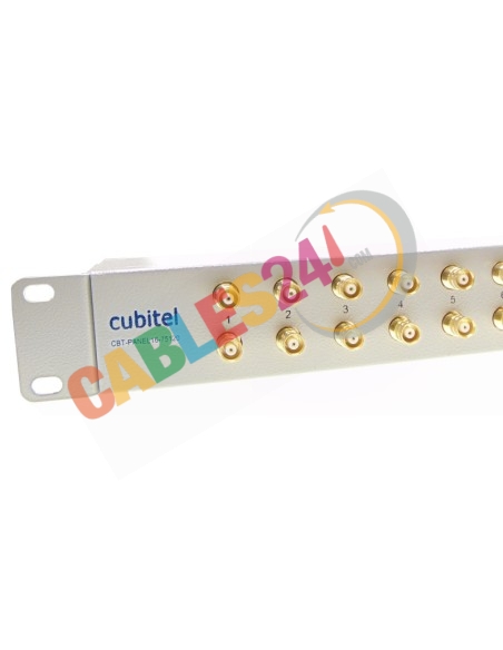 Panel 19" 1RU 16xBalun 75-120 ohm RJ-45 hembra Dual DIN 1.6/5.6 hembra