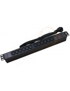Regleta Alimentación 12 tomas C13 a Schuko Macho sin interruptor