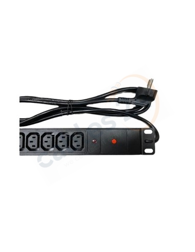 Power strip 12 sockets C13 to Schuko Male with thermal circuit breaker