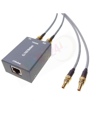 Balun 75-120 ohm RJ-45-hembra Dual DIN 1.0/2.3 hembra 3m