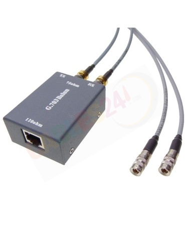 Balun 75-120 ohm RJ-45-female Dual DIN 1.0/2.3 male 3m