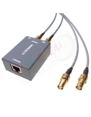 Balun 75-120 ohm RJ-45-hembra Dual DIN 1.6/5.6 hembra 1m