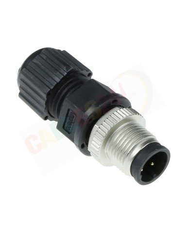 Conector M12 polarización D 4 pines macho Amphenol M12D-04BMMA-SL8001 de soldar no apantallado