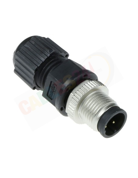 Conector M12 polarización D 4 pines macho Amphenol M12D-04BMMA-SL8001 de soldar no apantallado