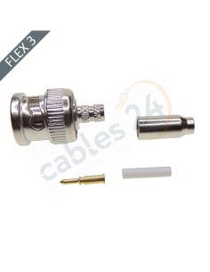 BNC male Coax connector 75 Ohm Straight Crimp type Flex3/75