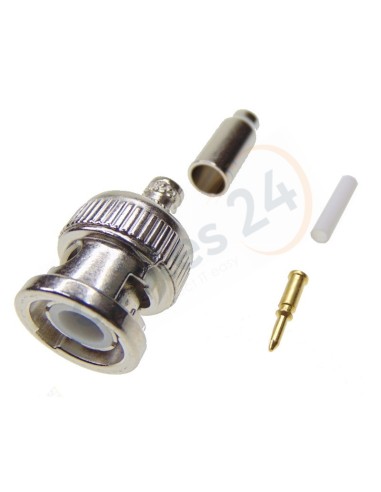 Conector BNC Macho 75 Ohm recto crimpar Flex3/75