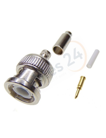 BNC male Coax connector 75 Ohm Straight Crimp type Flex3/75