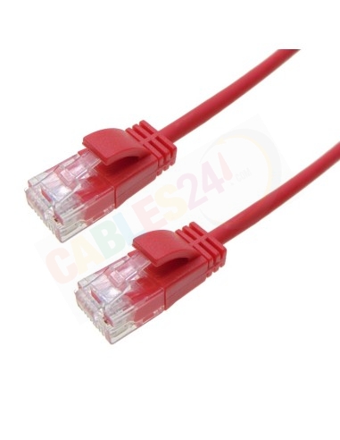 Cable Patchcord Ethernet CAT6A UTP LSZH Ultra-Slim Color Rojo 3.8mm