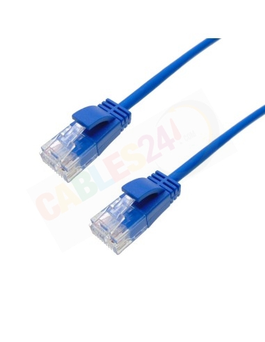 Cable Patchcord Ethernet CAT6A UTP LSZH Ultra-Slim Blue Color 3.8mm