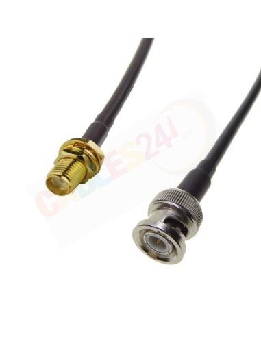 SMA female bulkhead to BNC male RG223 coax patchcord