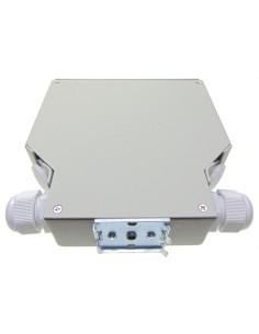 DIN Rail ODF box for up to 12 x SC Simplex / 12 x LC Duplex adapters. Front view. 2