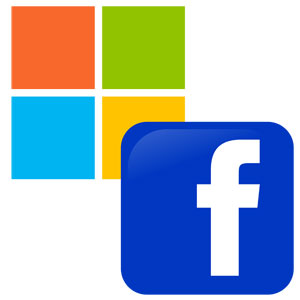 Imagen de logotipos de Microsoft y Facebook unificados